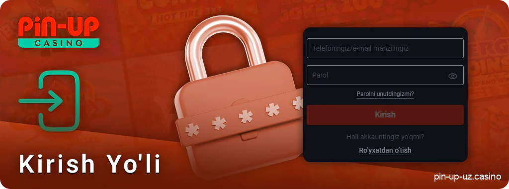PIN Up veb - saytida avtorizatsiya usuli-ko'rsatmalar
