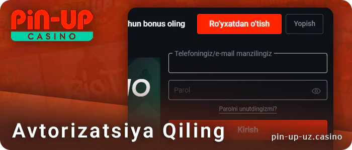 PIN Up veb-saytida avtorizatsiya jarayonidan o'ting