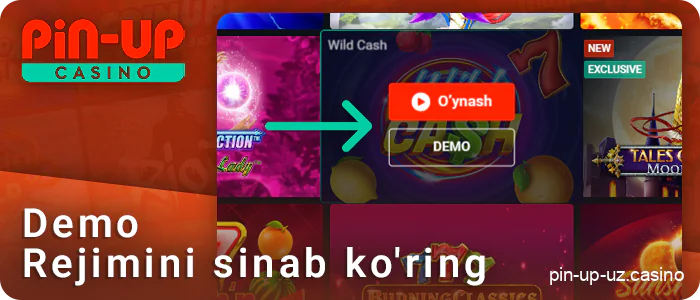 PIN Up veb-saytida demo rejimida uyani oching va sinab ko'ring