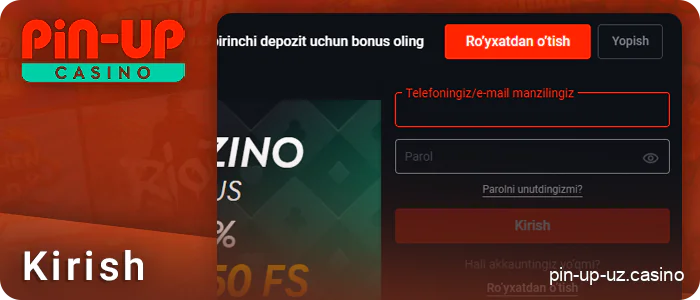 PIN Up onlayn kazinosiga kiring